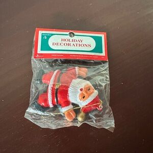 Vintage Festive Santa Claus Ornament - Red and White